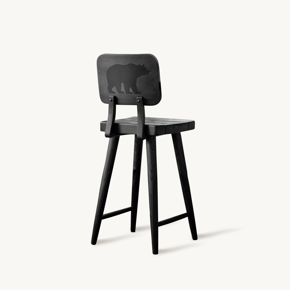 Rustic Bear Backrest Bar Stool For Kitchen Island Seating