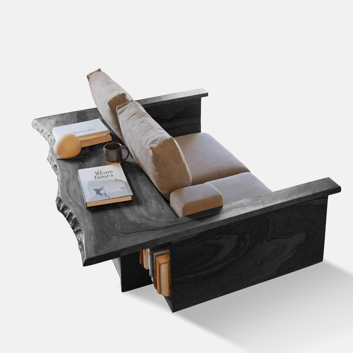 Contemporary Sofa With Built In Side Table For Living Room