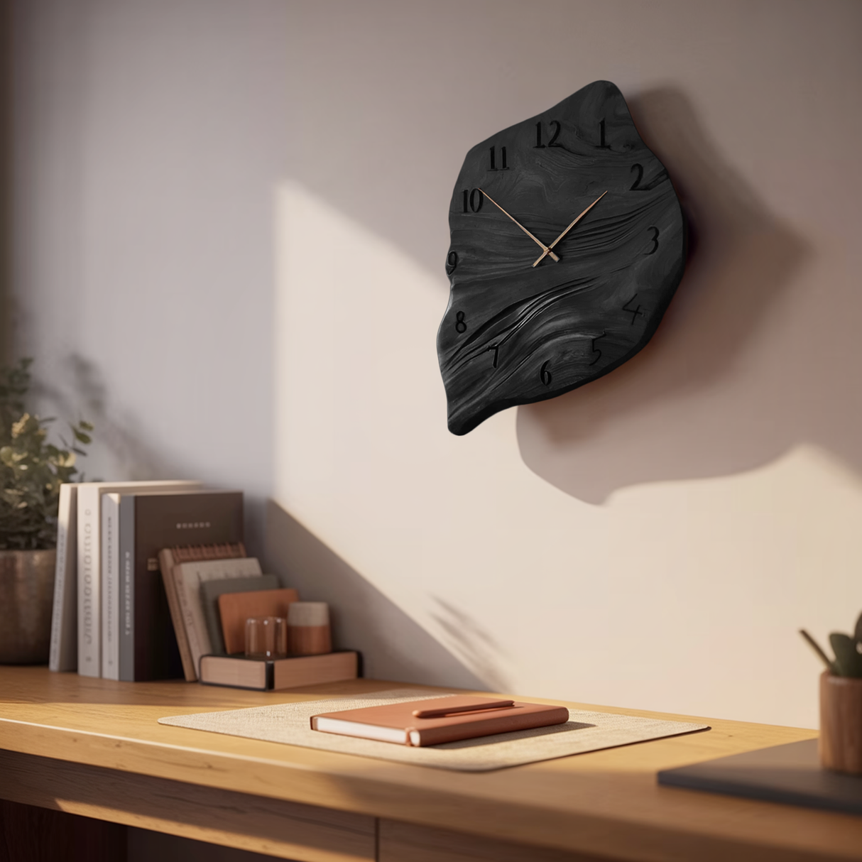 Minimalist Wall Clock Organic Shape Clock For Living Room