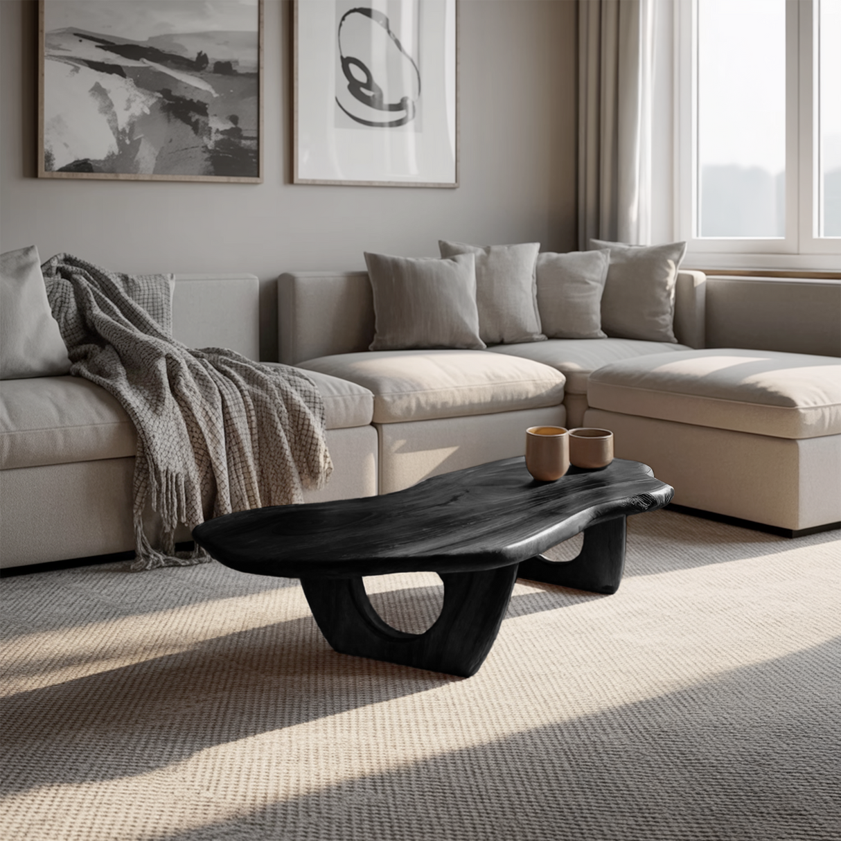 Mid Century Live Edge Coffee Table Solid Wood Furniture Decor