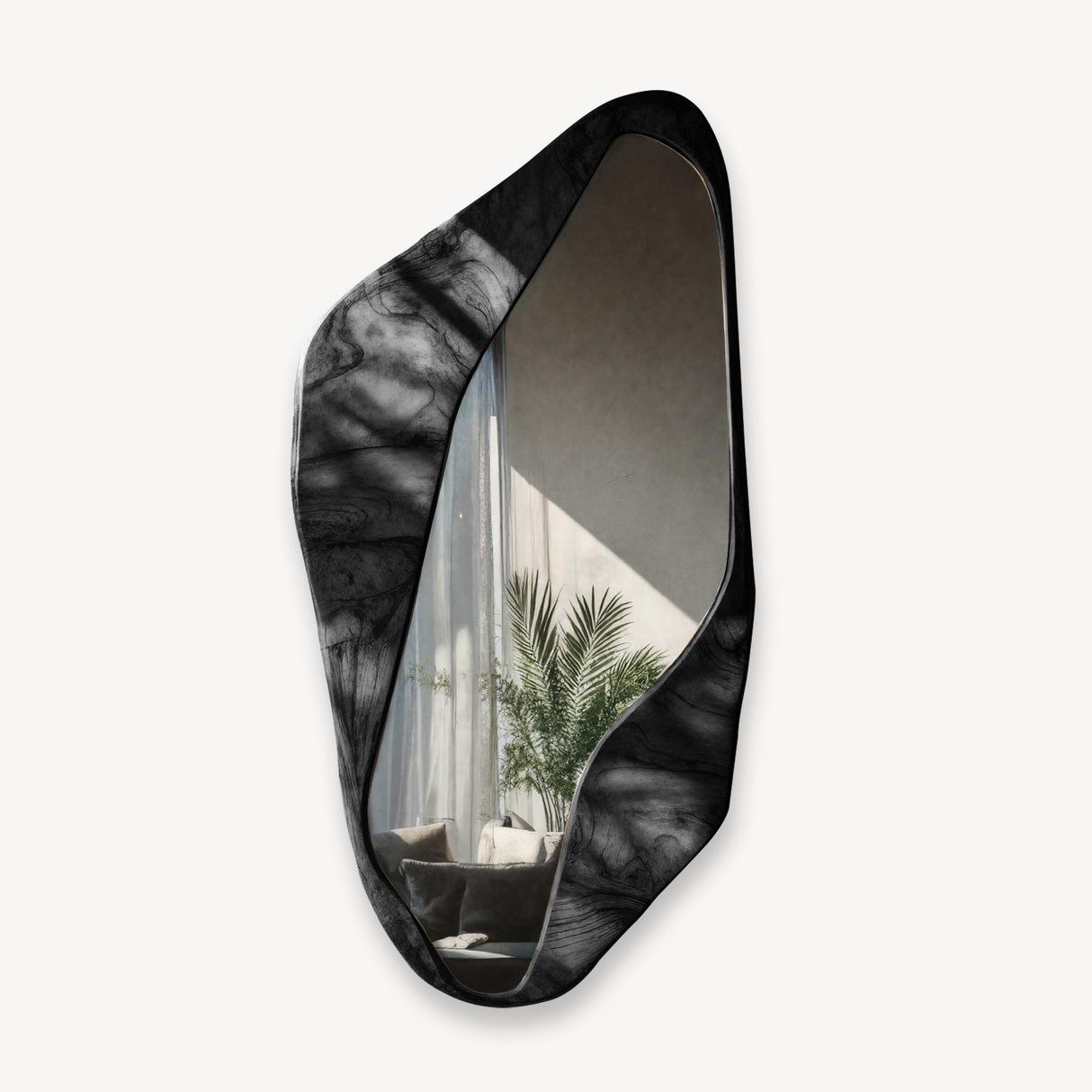 Organic Modern Wall Mirror With Irregular Frame For Living Room And Entryway