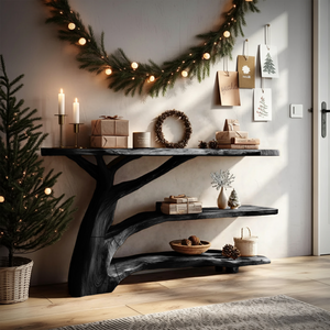 Farmhouse Wooden Live Edge Console Table For Holiday Bedroom Entryway