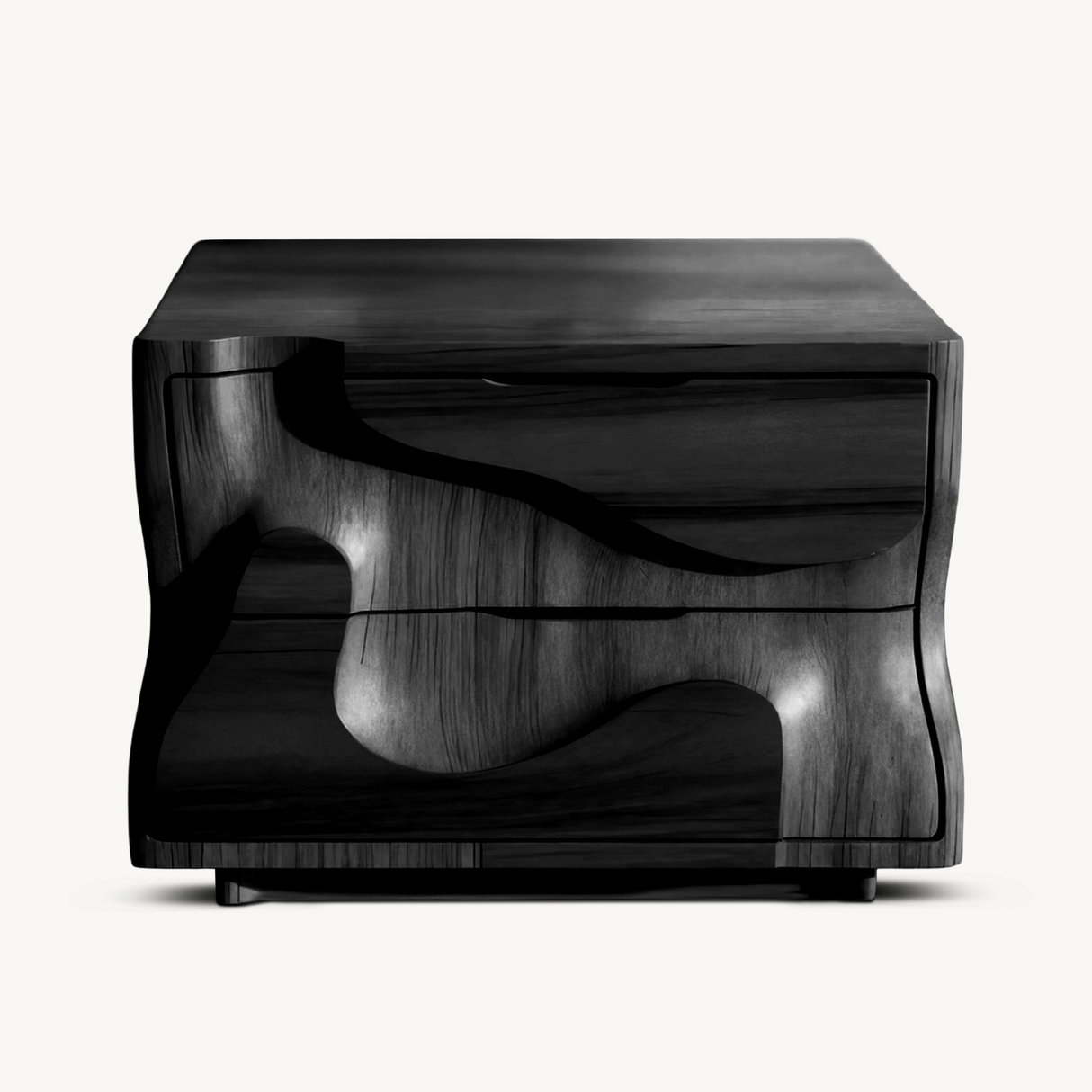 Modern Wavy Nightstand with Carved Drawer Cabinet For Bedroom And Living Room