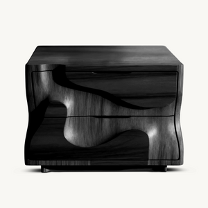 Modern Wavy Nightstand with Carved Drawer Cabinet For Bedroom And Living Room