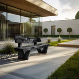 Handcrafted Outdoor Bench With Live Edge Backrest For Garden
