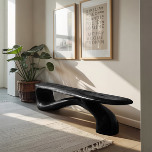Handcrafted Organic Form Bench For Entryway