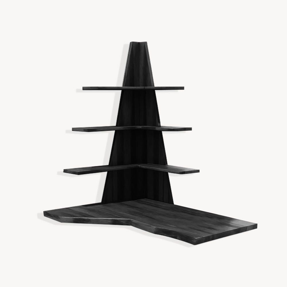 Modern Floating Corner Desk With Tree Shelves For Home Office And Apartment