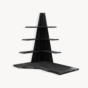 Modern Floating Corner Desk With Tree Shelves For Home Office And Apartment