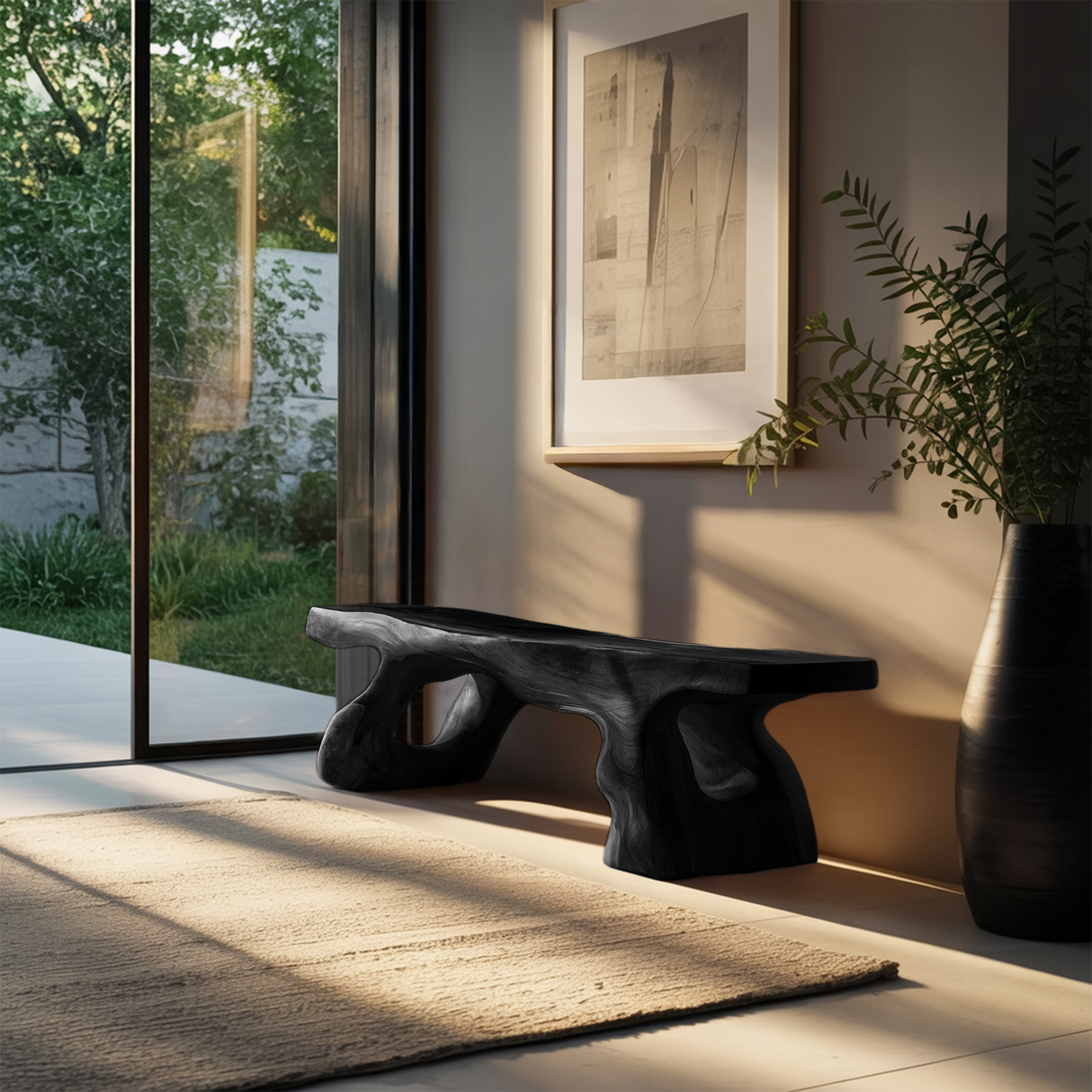 Artistic Sculptural Bench For Entryway Or Hallway