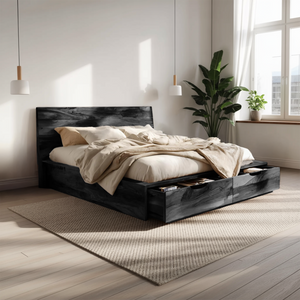 Contemporary Bed And Built-In Drawers For Bedroom