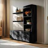 Modern Sculptural Bookshelf Cabinet For Living Room