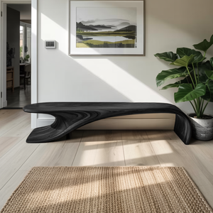 Modern Sculptural Bench With Flowing Curves For Living Room