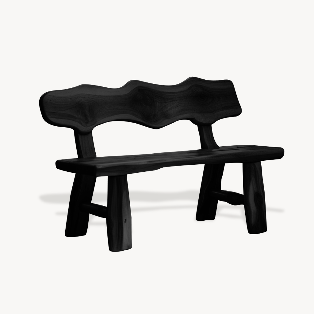Rustic Garden Bench Live Edge Outdoor Seating For Patio Courtyard And Backyard