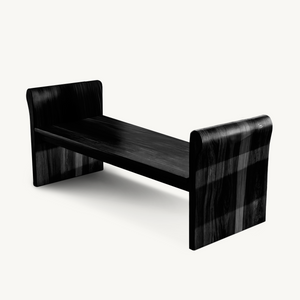Contemporary Wood Bench With Rounded Armrests For Porch Or Garden