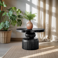 Zen Sculptural Side Table Japandi Accent For Entryway And Tea Room