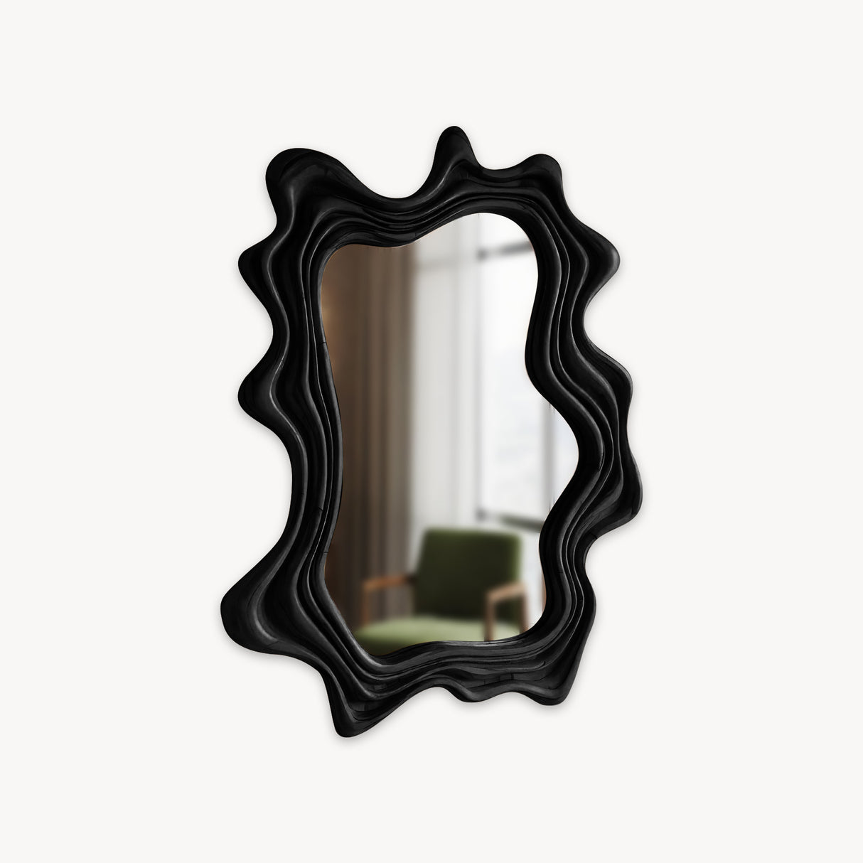 Layered Wavy Wall Mirror Sculptural Frame For Bedroom And Living Room