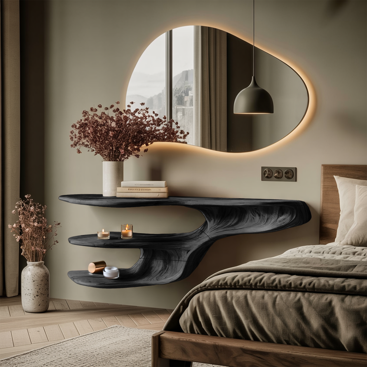 Rustic Solid Wood Vanity For Bedroom Makeup Organization