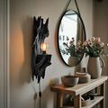 Rustic Driftwood Wall Lamp With Sculpted Form For Bedroom Or Living Room
