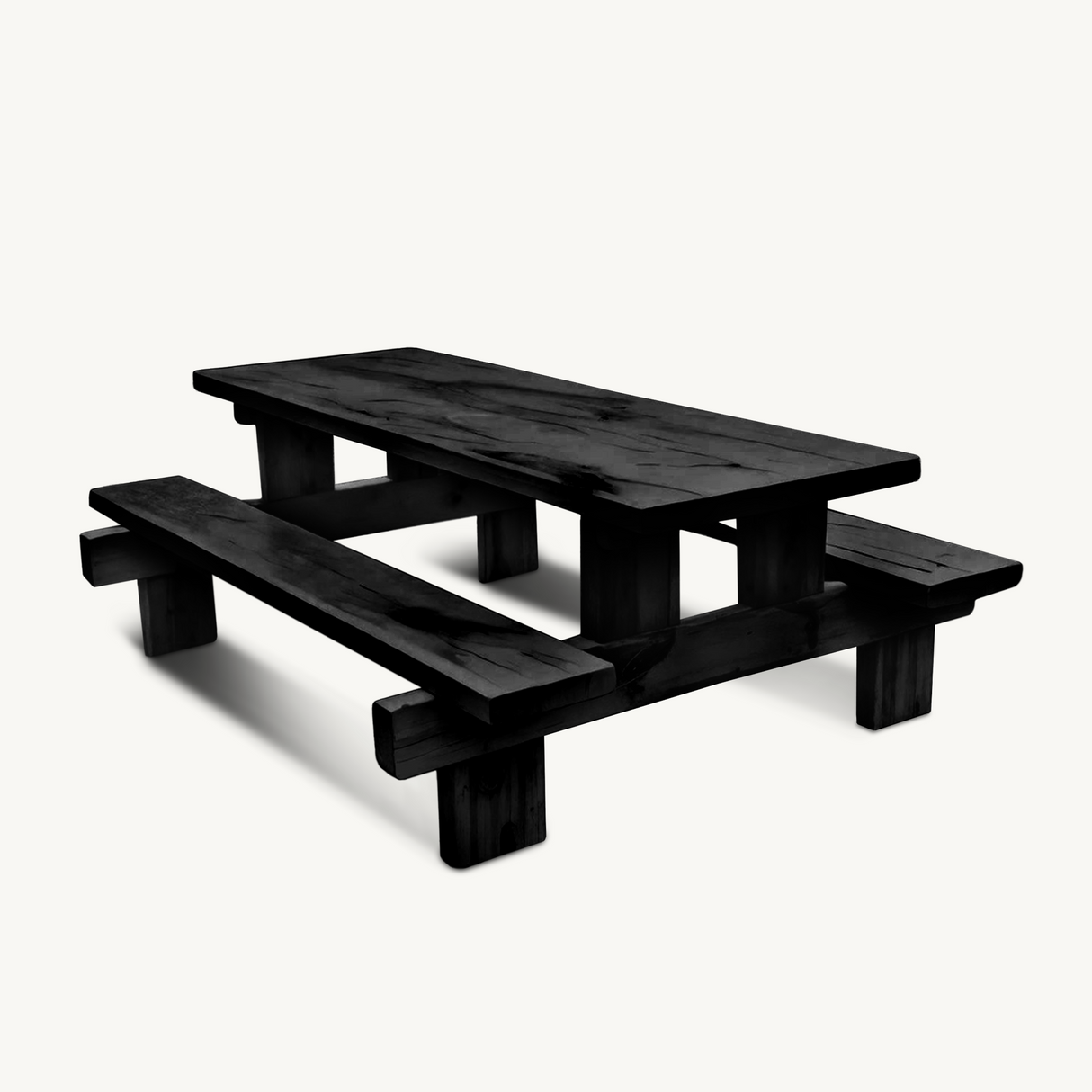Minimalist Outdoor Picnic Table With Benches For Garden Or Cabin