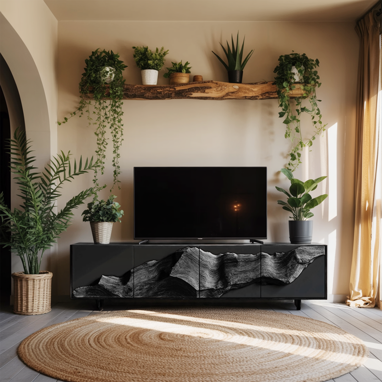 Farmhouse TV Console Table For Entryway Decor