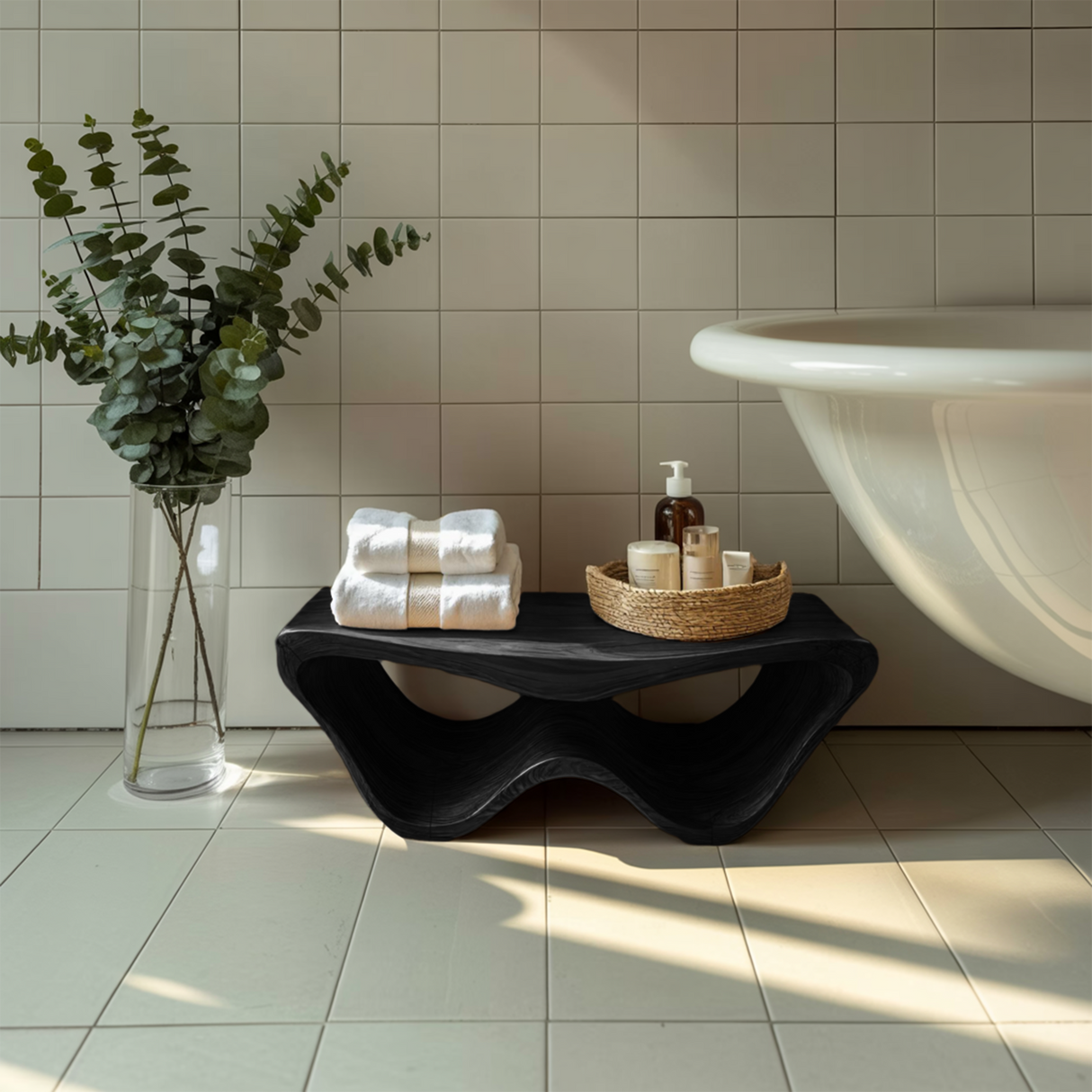 Organic Shower Bench With Storage For Bathroom