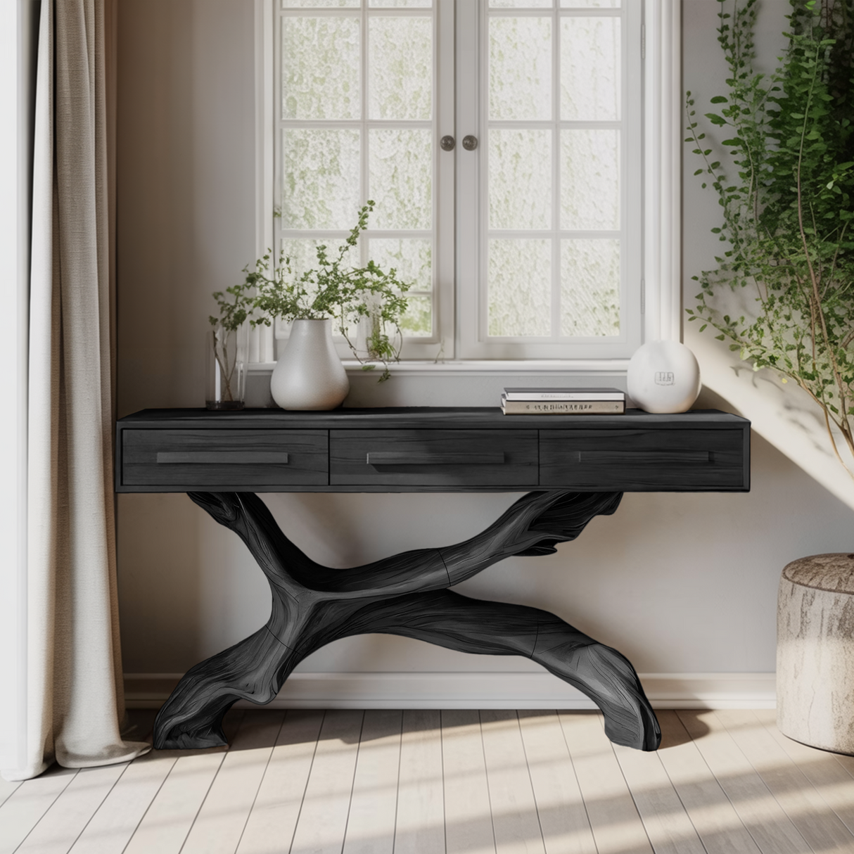 Mid Century Live Edge Entryway Table For Bedroom Rustic Accent