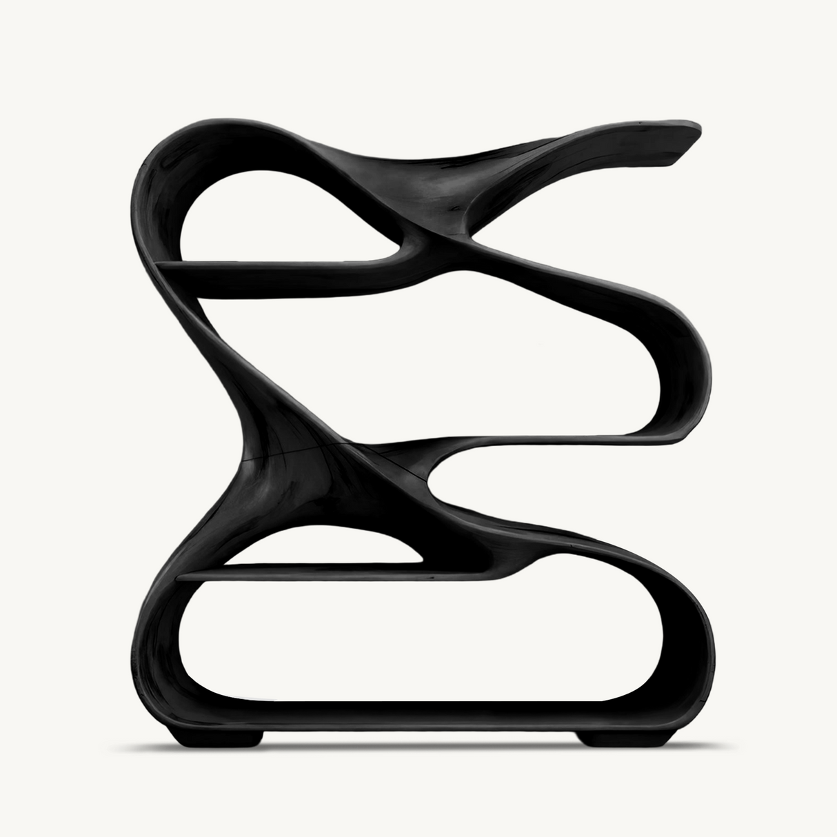Modern Sculptural Wooden Bookshelf For Living Room Or Office Display