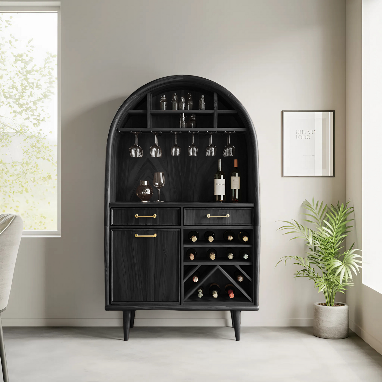 Modern Arched Wine Cabinet For Dining Room