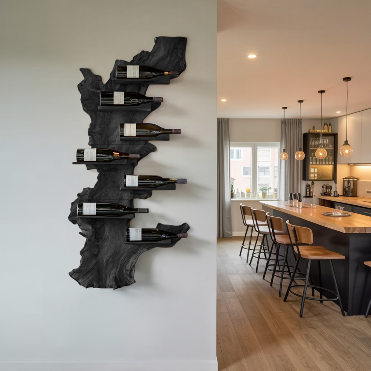 Modern Live Edge Wine Holder For Living Room Furniture Decor