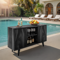 Mid Century Outdoor Bar Cabinet With Wine Storage For Patio