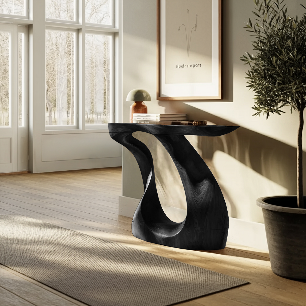 Modern Live Edge Entryway Table Sculptural Wood For Luxury Home Decor