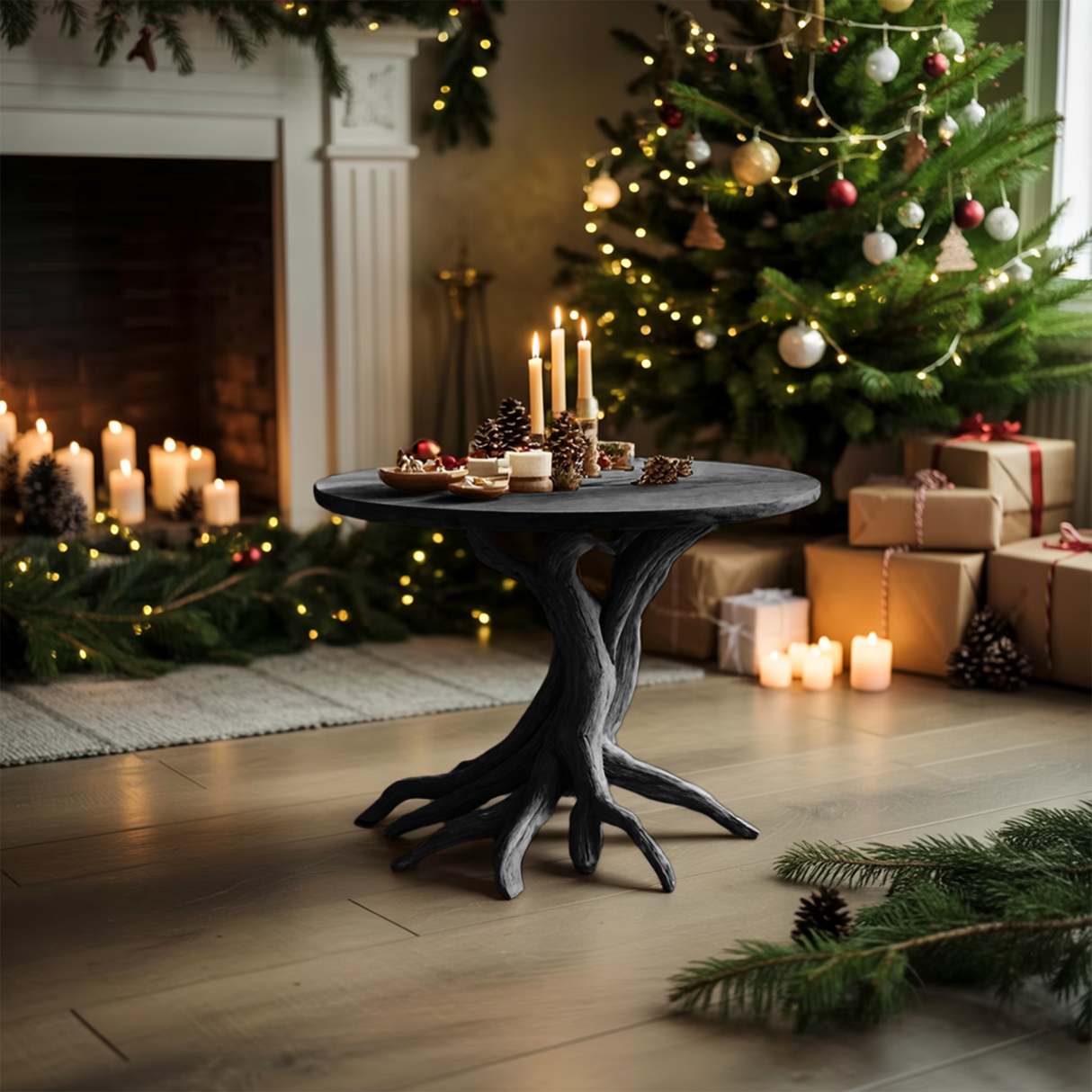 Handcrafted Solid Wood End Table For Entryway Design Festive Furniture