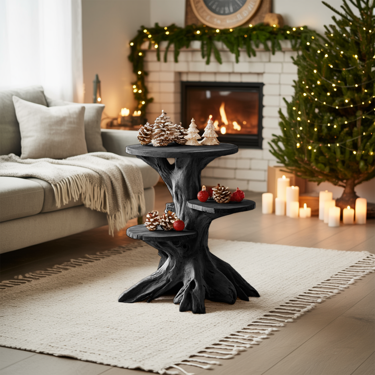 Farmhouse Wooden End Table For Furniture Decor Holiday Display