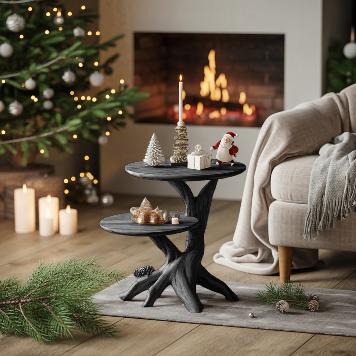 Mid Century Solid Wood End Table For Living Room Holiday Furniture