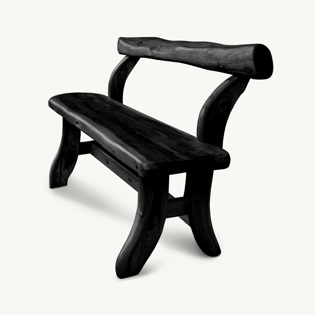 Rustic Garden Bench With Curved Seat For Patio Pathway And Front Porch