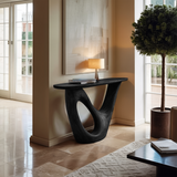 Mid Century Live Edge Console Table Sculptural Solid Wood For Living Room