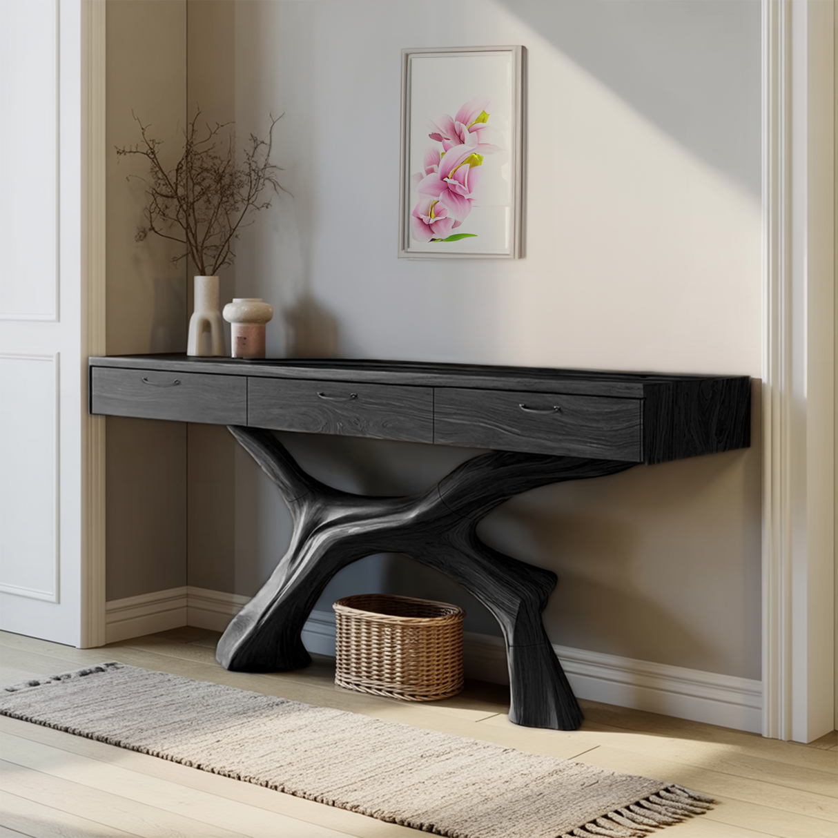 Mid Century Solid Wood Dressing Table For Modern Bedroom