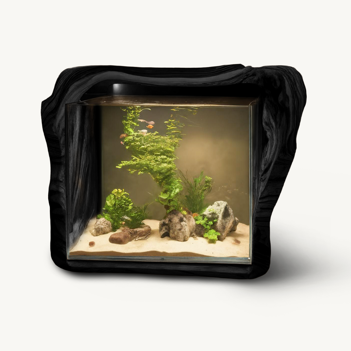 Rustic Live Edge Aquarium Stand With Glass Tank For Bedroom And Living Room