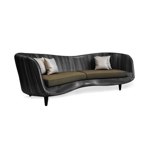 Curved Wooden Sofa With Cushions For Modern Organic Living Room