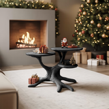 Handcrafted Round End Table For Living Room Holiday Furniture Decor