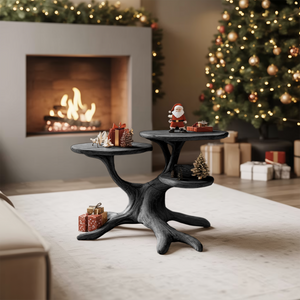 Handcrafted Round End Table For Living Room Holiday Furniture Decor