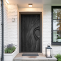 Modern Sculpted Door With Abstract Carving For Entryway And Contemporary Exterior