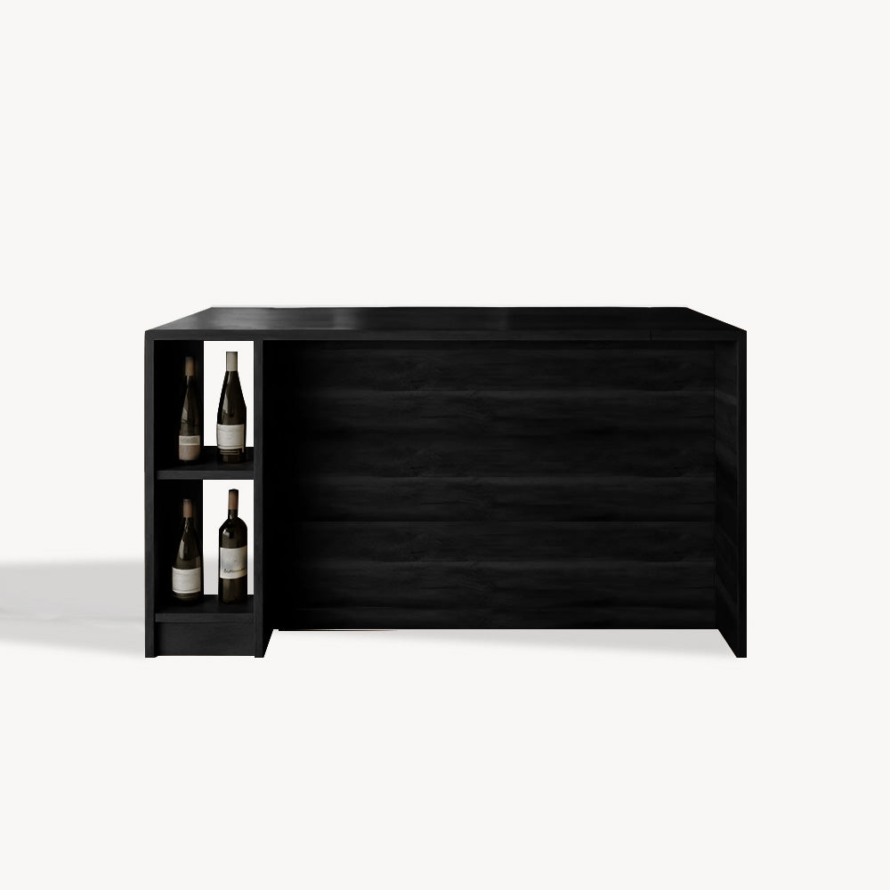 Contemporary Warm Wood Bar Table With Storage For Kitchen Or Breakfast Nook