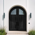 Modern Arched Double Front Door With Glass Panels For Entryway