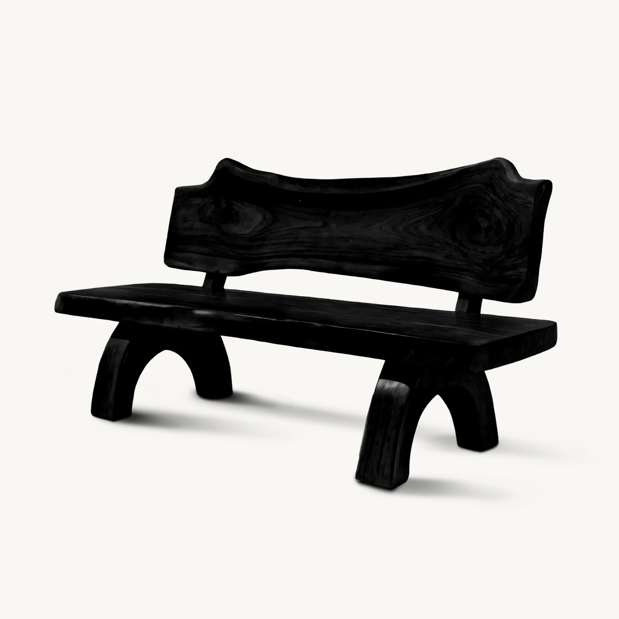 Rustic Live Edge Bench With Backrest For Patio Garden Courtyard