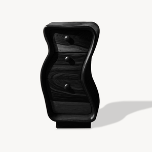 Wavy Sculpted Nightstand With Drawers For Bedroom And Contemporary Interior