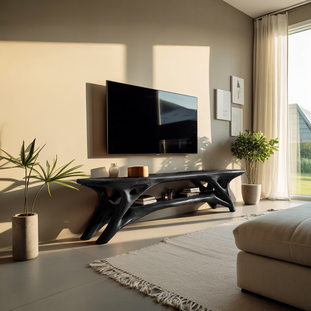 Elegant Curved  TV Cabinet For Contemporary Home Decor