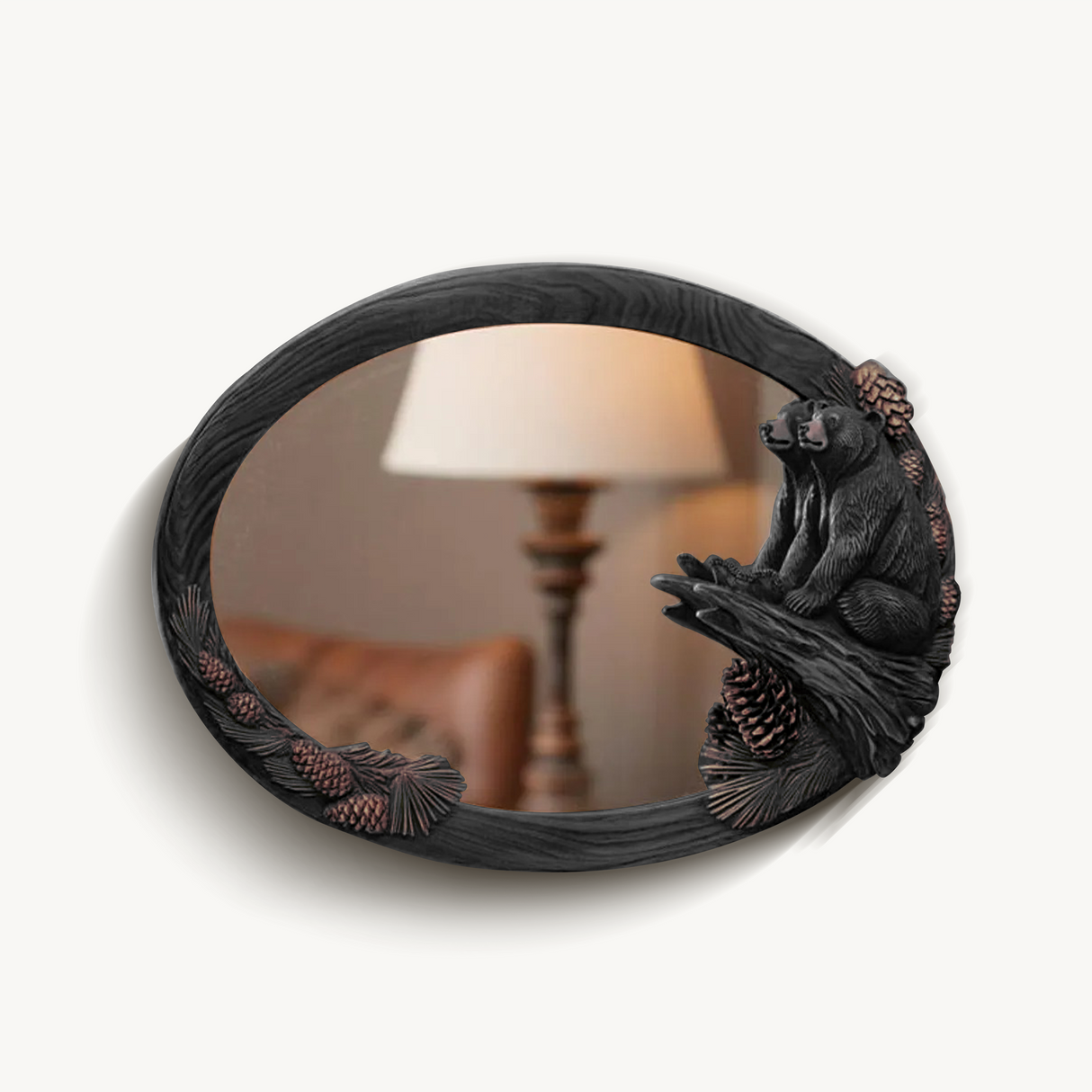 Rustic Bear Mirror Wall Decor For Cozy Cabin Entryway