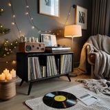 Mid Century Solid Wood Record Stand For Furniture Christmas