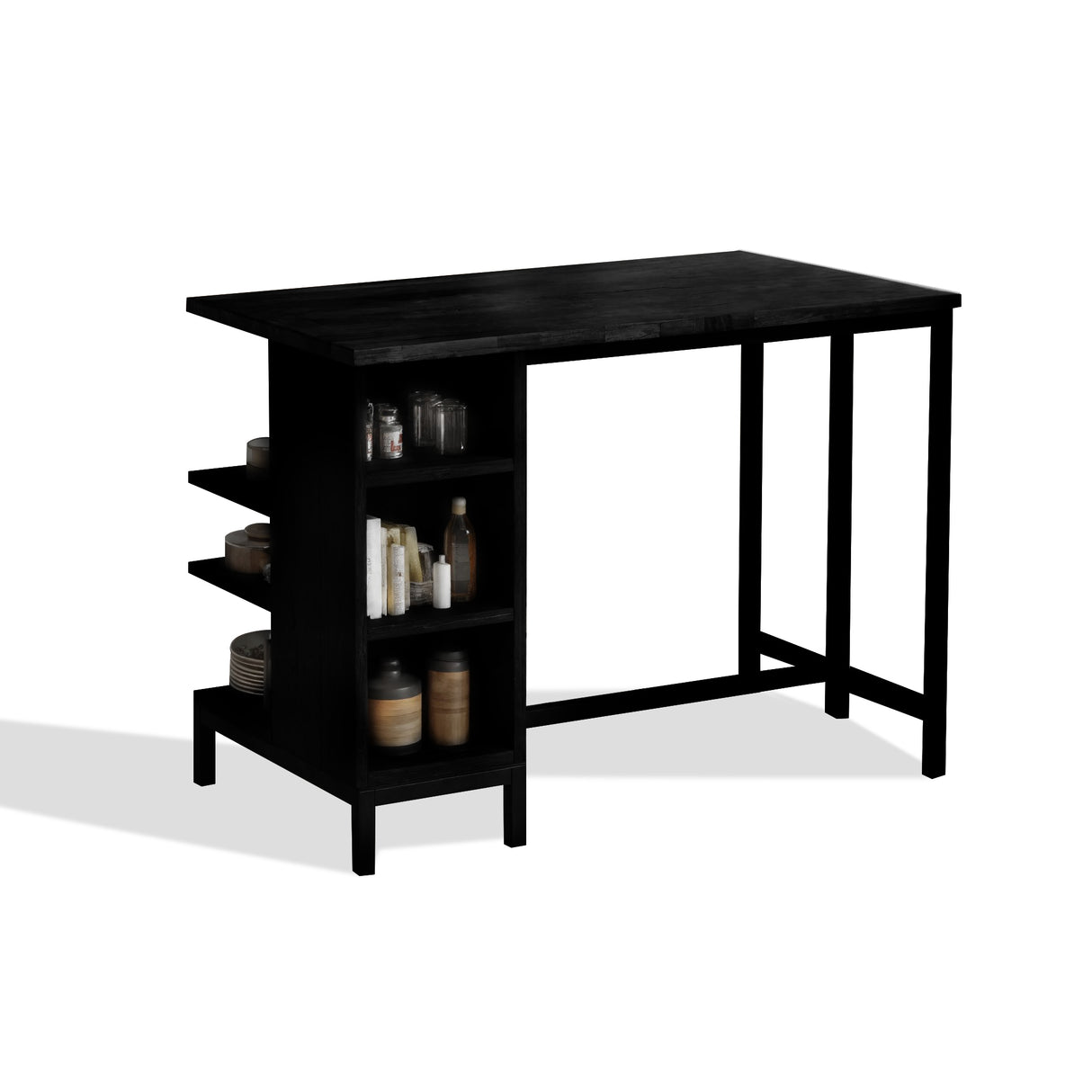 Industrial Kitchen Bar Table With Metal Legs For Apartment Dining